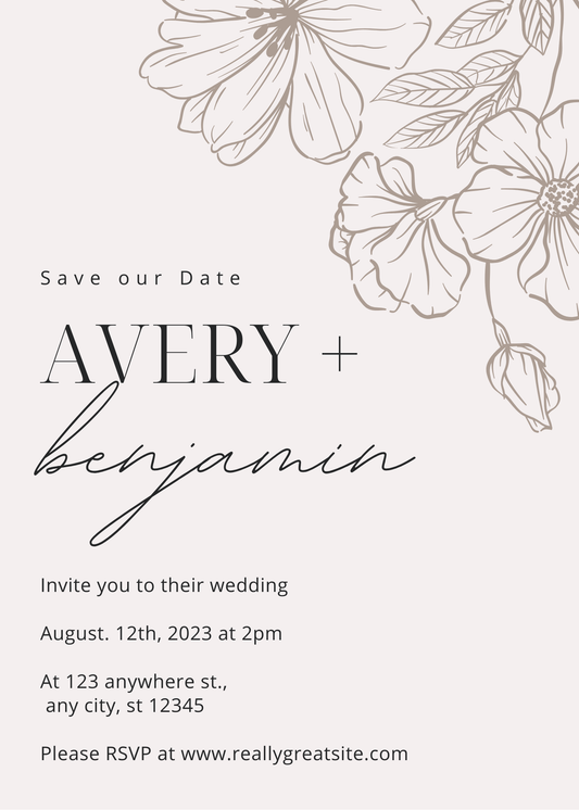 Aesthetic Simple Floral Wedding Invite